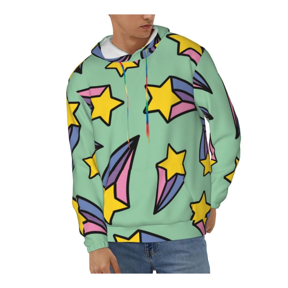 Modische Regenbogen-Kapuzenpullover für Damen und Herren Gemütliches langärmliges Sweatshirt mit Sternschnuppenmotiv Tasche und lockerer Passform