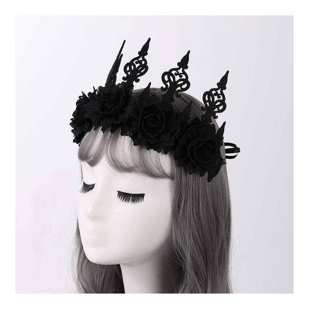 Exquisite Gothic Schwarze Rose Krone Haarband Barocke Eleganz für jeden Anlass! Stilvolles Accessoire für Parties und Events. Holen Sie sich jetzt dieses einzigartige Haarband! 🌹✨
