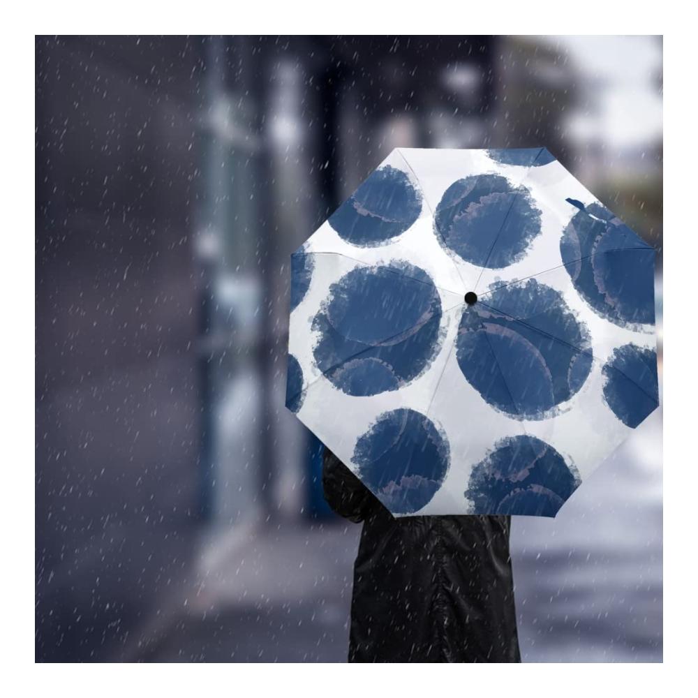 Hochwertiger Stockschirm Automatischer Faltbarer Regenschirm Aquarell Vintage Blau für Herren & Damen - Perfekter Outdoor-Schutz auf Reisen - 1St