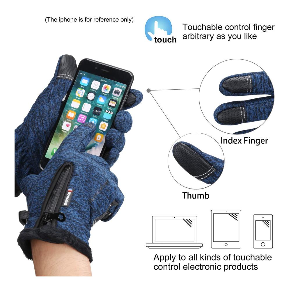 Behagliche Herren Winterhandschuhe für Aktive Wasserdicht Winddicht & Rutschfest - Touchscreenfunktion für Laufen Fahren Radfahren & Outdoor-Aktivitäten - Mit warmem Fleecefutter
