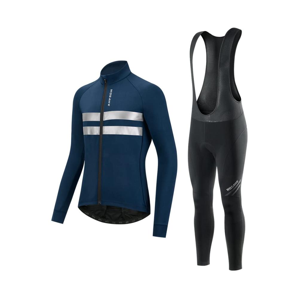 Herren Radsport-Anzüge Winddicht Atmungsaktiv Fleece Radjacke Hosenset mit Gepolster Thermal Winter