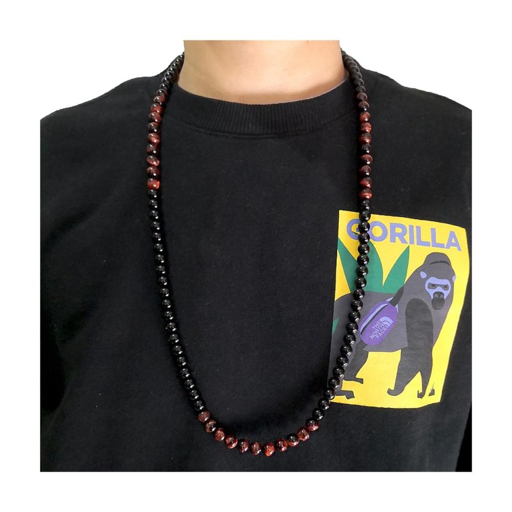 Edles Tigerauge-Armband mit Onyx & rotem Stein 8MM Perlen. Stilvolles Accessoire für Männer & Frauen. Natürlich & zeitlos schön. Holen Sie sich Ihr exklusives Armschmuck heute