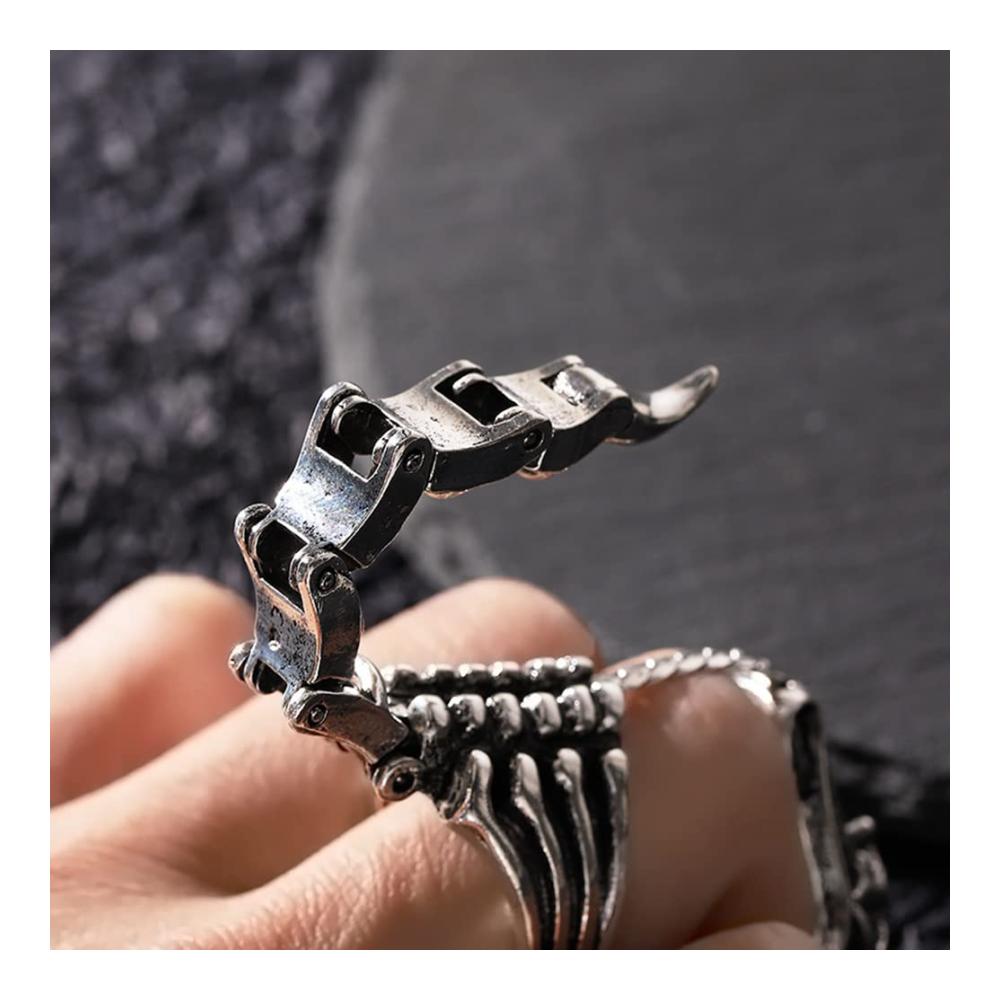 Vintage Gothic Ringe Set Verstellbare Herren und Damen Ringe stilvolle Scorpion Knuckle Joints in Silber - Perfekte Punk-Accessoires