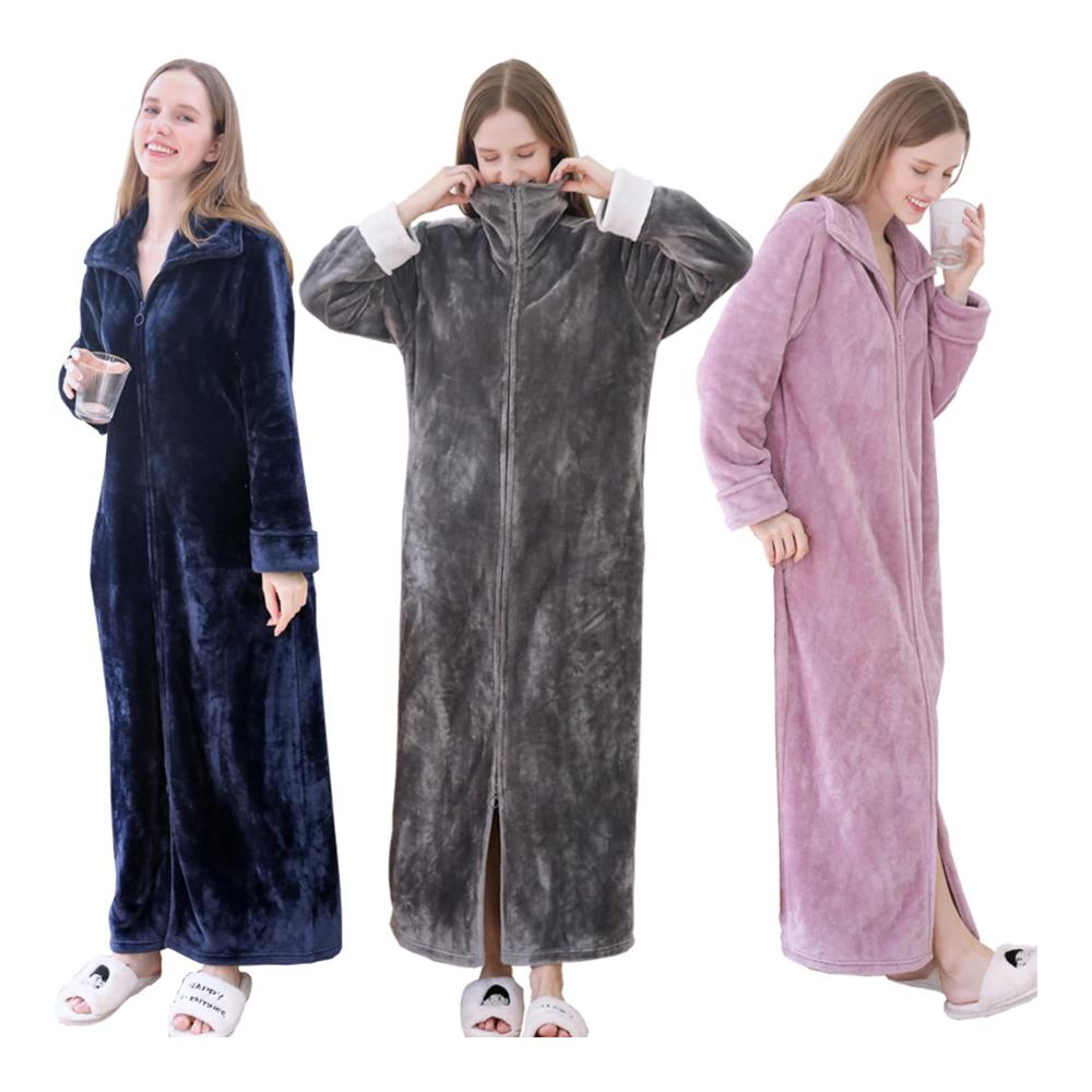 Luxuriöse Bademäntel für Damen und Herren – weicher Fleece-Hausmantel mit Reißverschluss und praktischen Taschen ideal für entspannte Stunden zu Hause