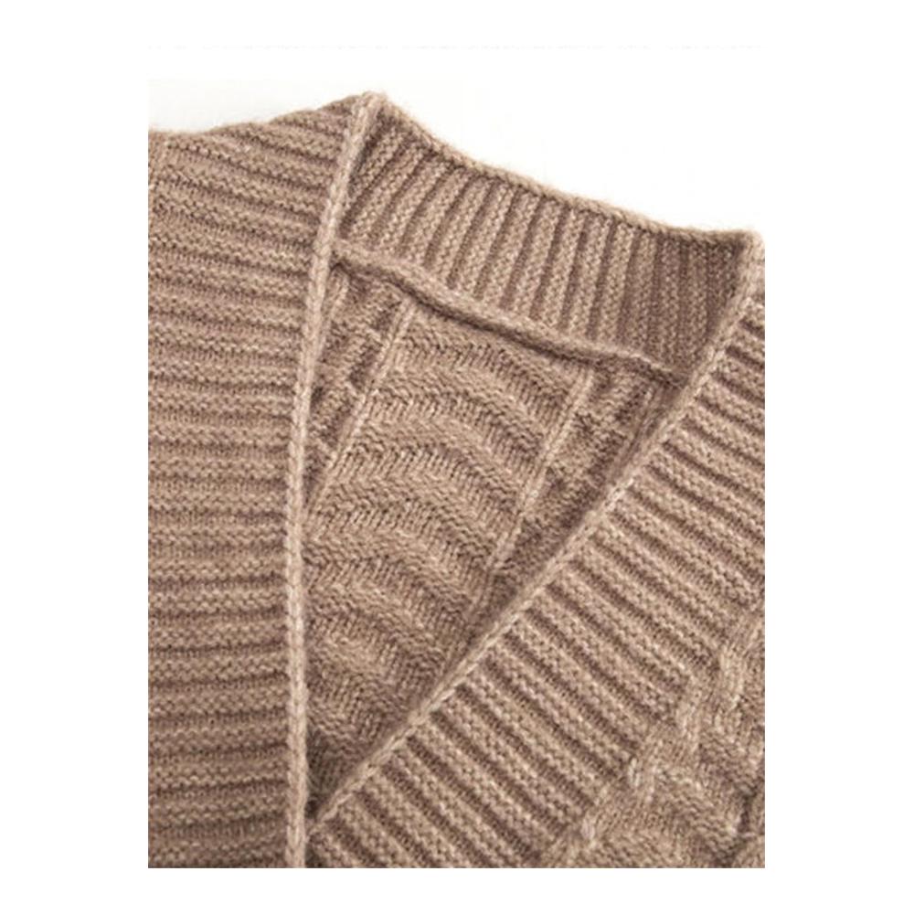 Damen Lockerer Grobstrick Offener Strickmantel mittellang Übergangsjacke Strickpullover Pullovermantel Damenpullover Warme Winterstrickjacke Strickcardigan Herbstmantel Strickpulli