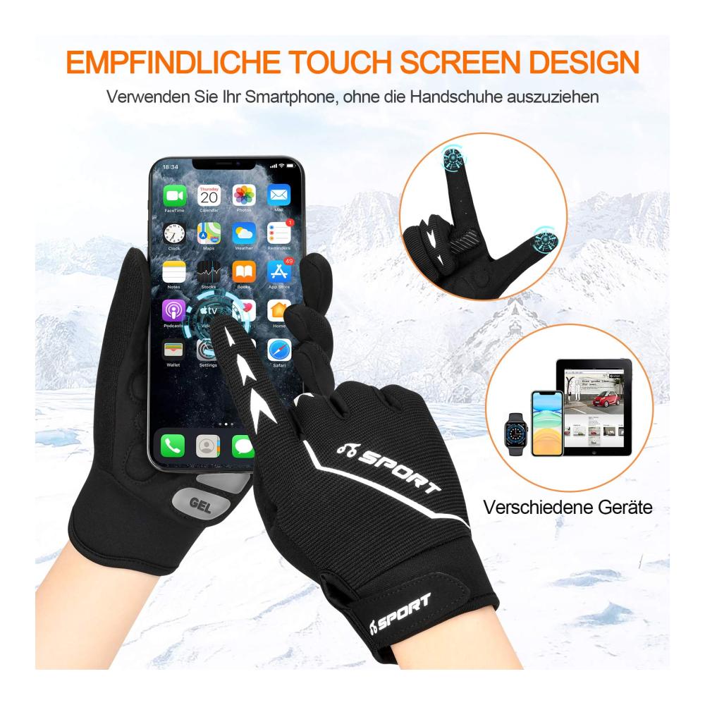 Hochwertige Fahrradhandschuhe für Männer und Frauen - Touchscreen-Technologie und Stoßdämpfende Gel-Polsterung - Perfekt für Fitness Motorradfahren und Gymnastik - Atmungsaktiv und rutschfest