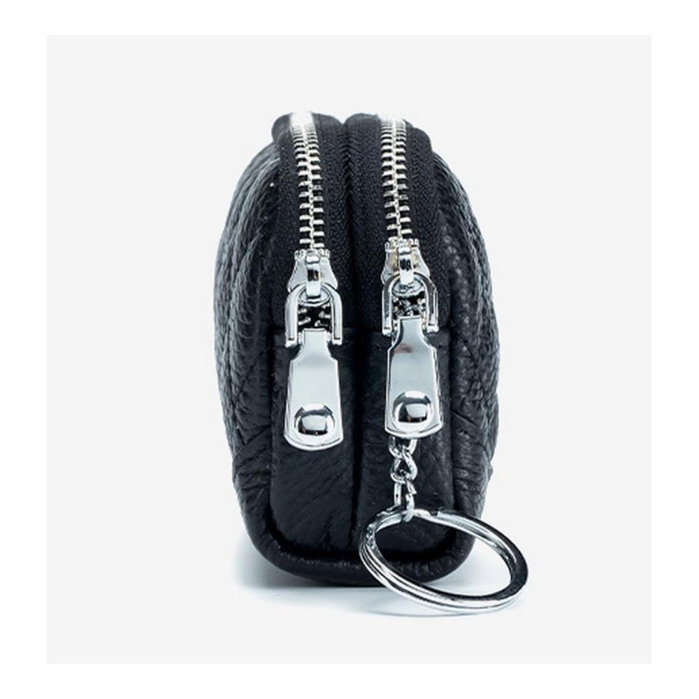 Damen Mädchen Leder Münzbörse Portemonnaie Geldbeutel Mini Münztaschen Münzbörse Schlüsselanhänger 2 Reißverschlusstaschen Damen Geldbörse für Kleingeld (Beige