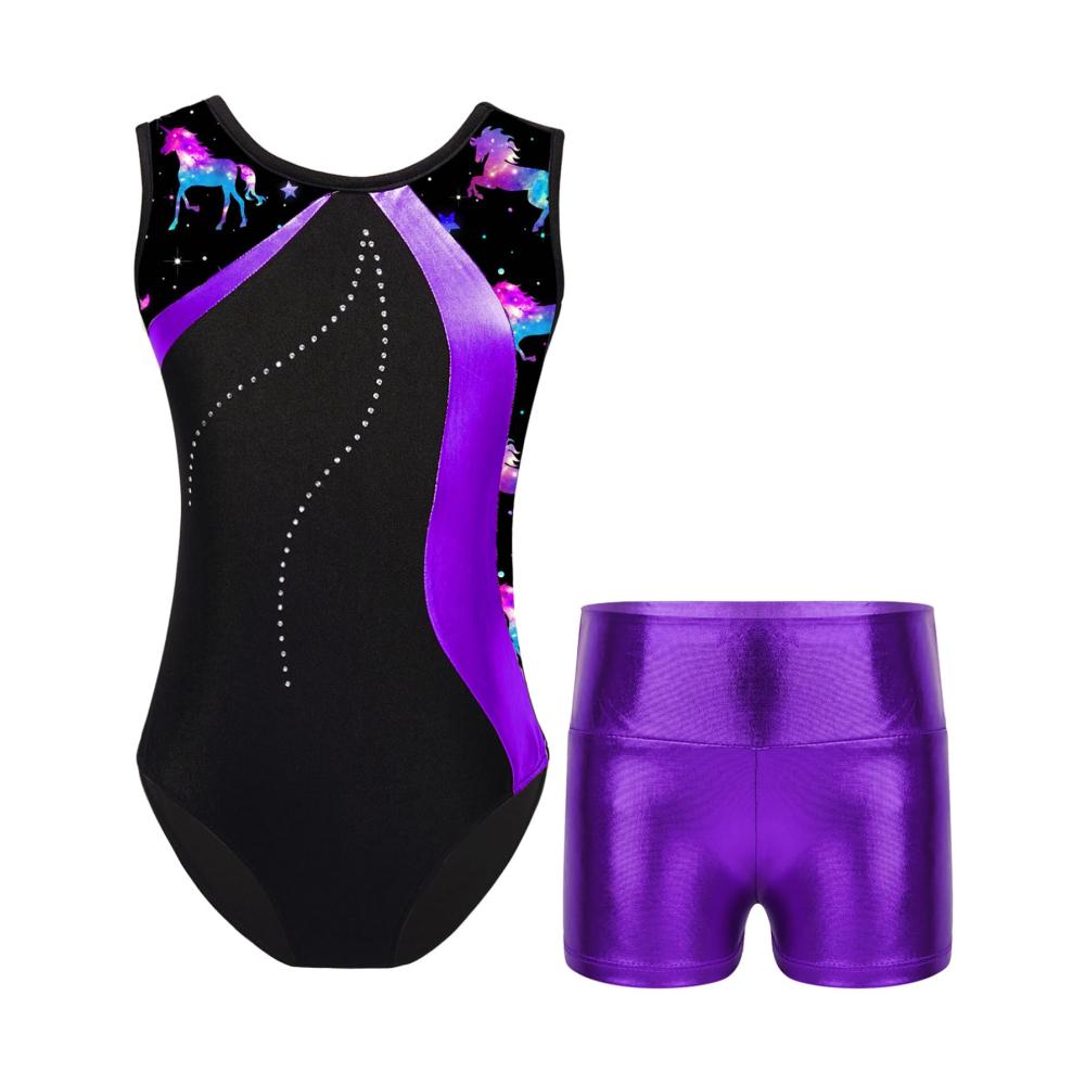 Entzückender Mädchen Turnanzug mit Einhörnern - Perfekter ärmelloser Gymnastikanzug mit Shorts für Ballett und Tanz - Sportlicher Trainingsanzug für maximale Leistung beim Training