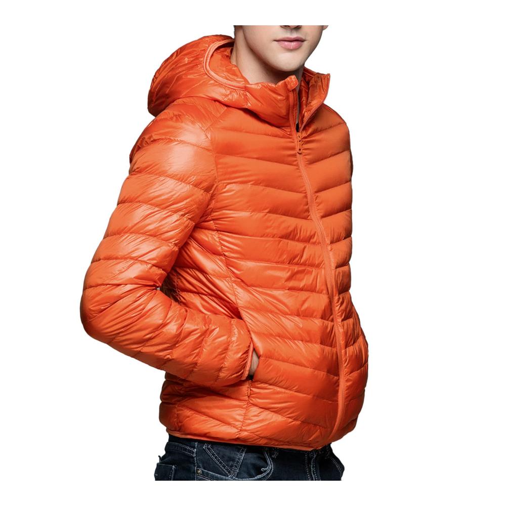 Herrenjacke für Winterschwimmen Warm gefütterte Baumwolljacke mit Reißverschlusstaschen und Kapuze ideal für Freizeit und Alltag Orange