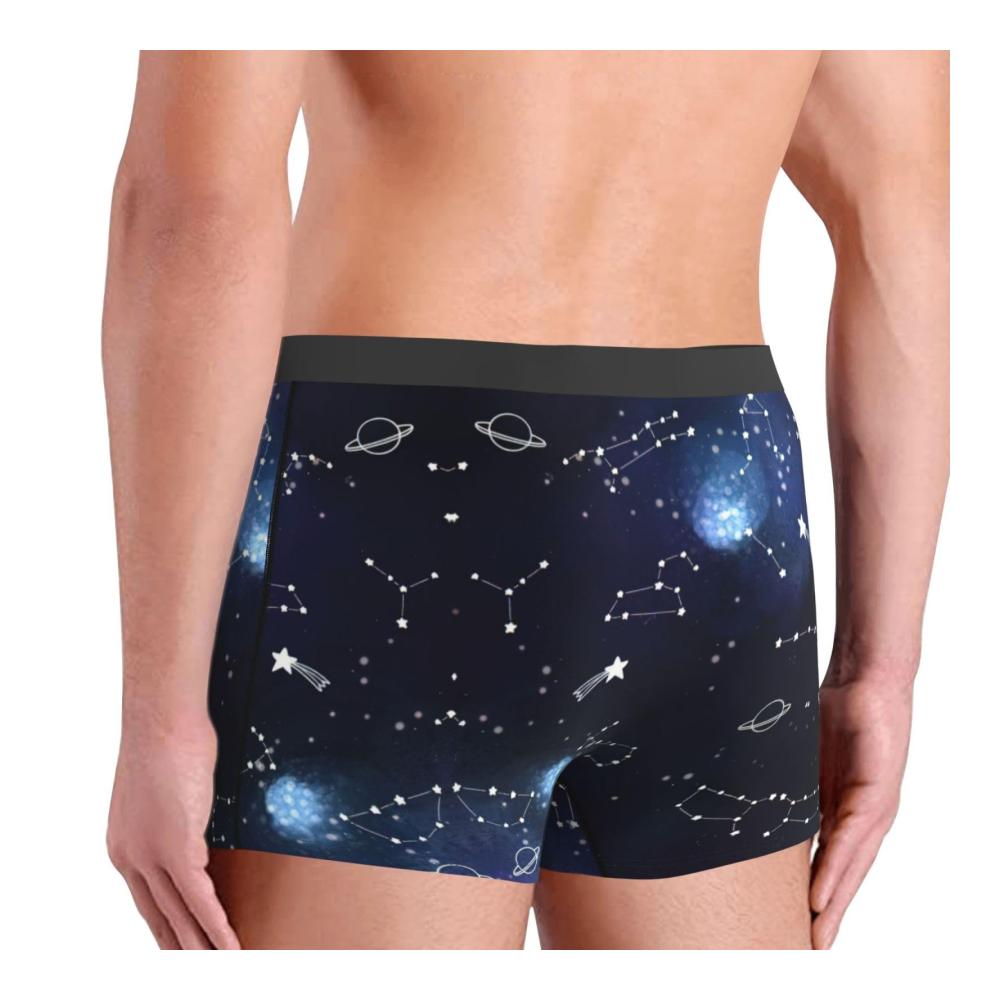Cluster von Sternen im Nachthimmel bedruckte Boxershorts Herren Sportwäsche Weiche bequeme Herren Unterwäsche Boxer große Größen weicher Bund atmungsaktiv dehnbar