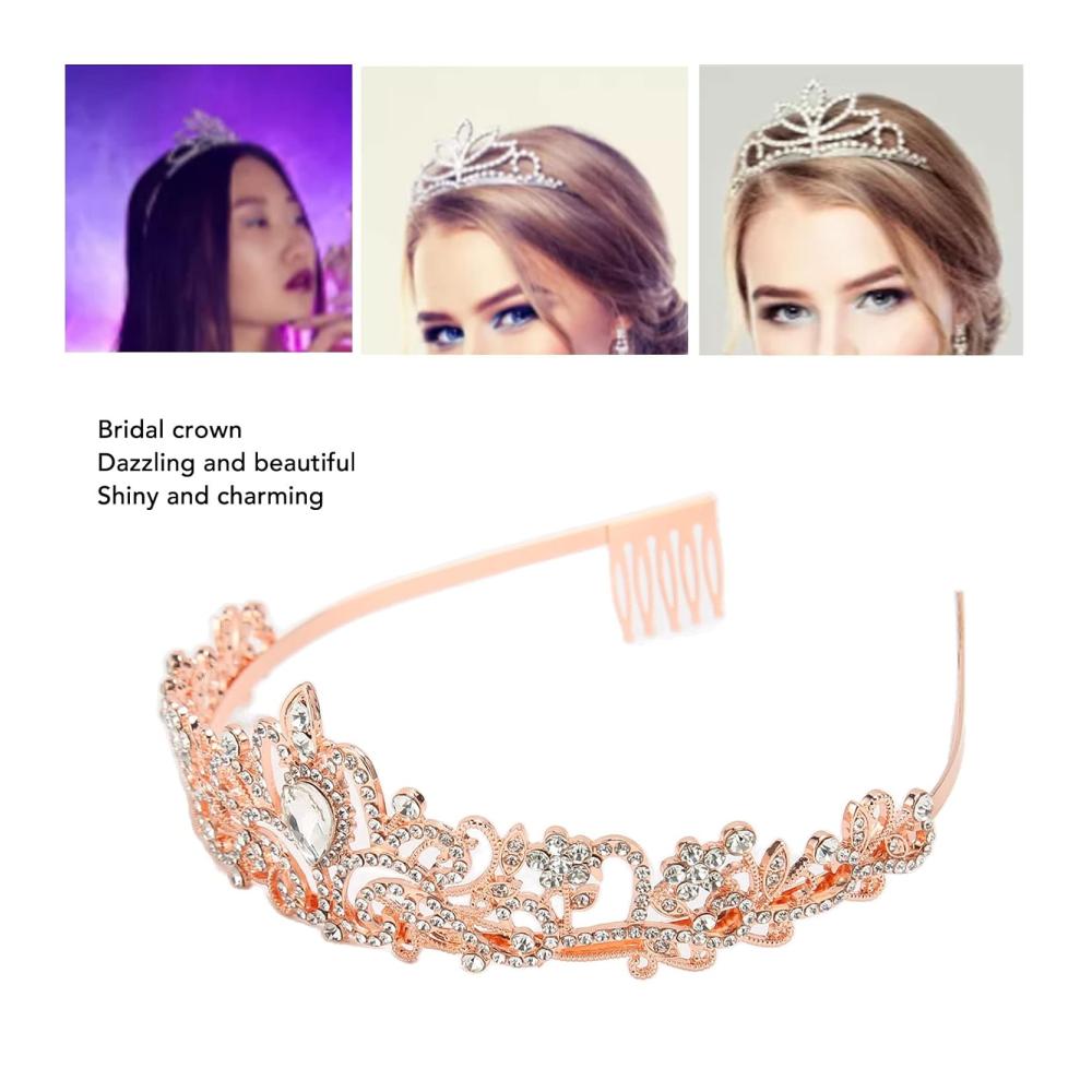 Schimmernde Roségold-Diademe Die ultimative Wahl für Hochzeitsprinzessinnen! Exquisite Brautkrone als glamouröse Halloween-Dekoration. Jetzt sichern