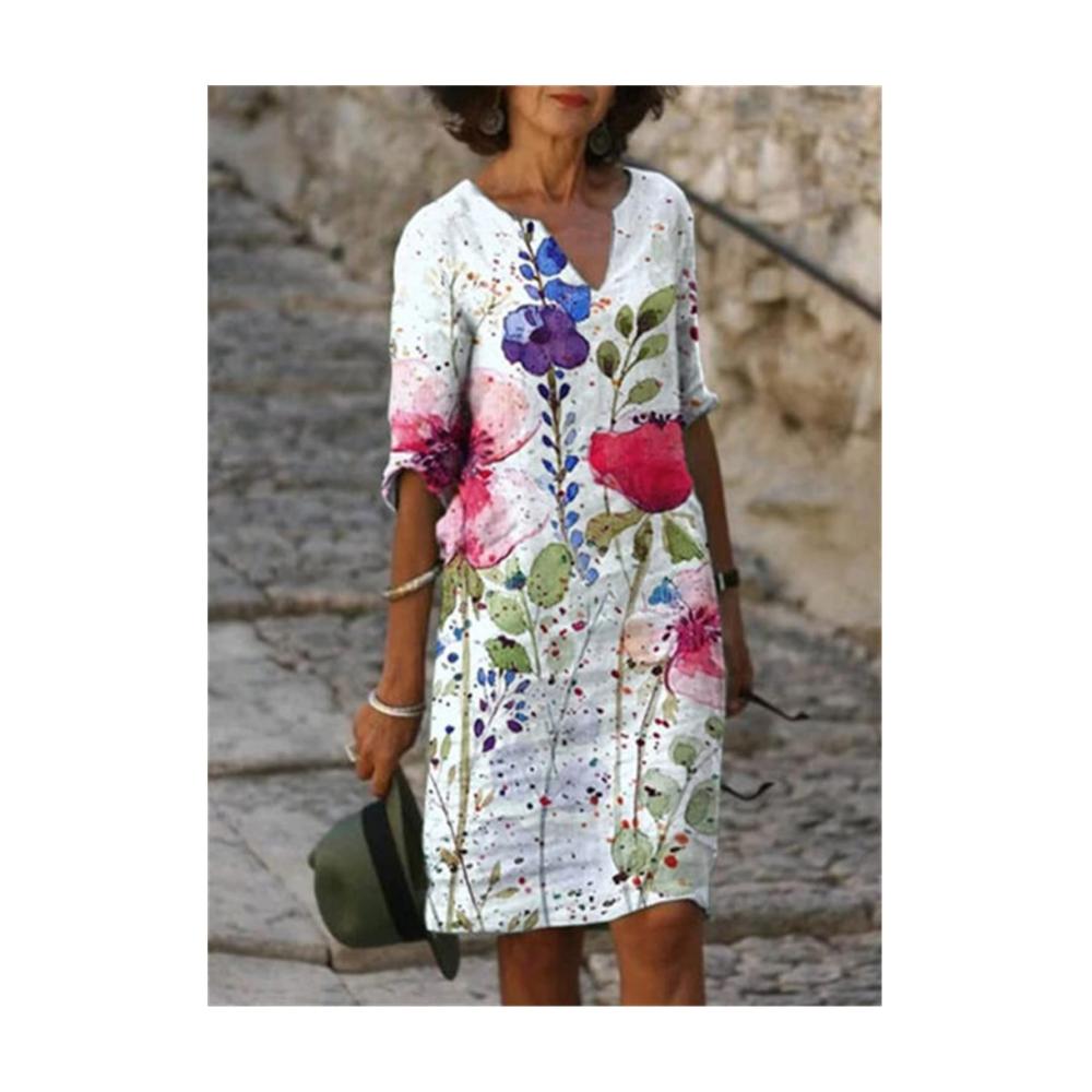 Entzückendes XXL Damenkleid Locker geschnitten mit Rüschen toller Print für Casual Party & Eleganz. Perfekt für Plusgrößen. Holen Sie sich jetzt