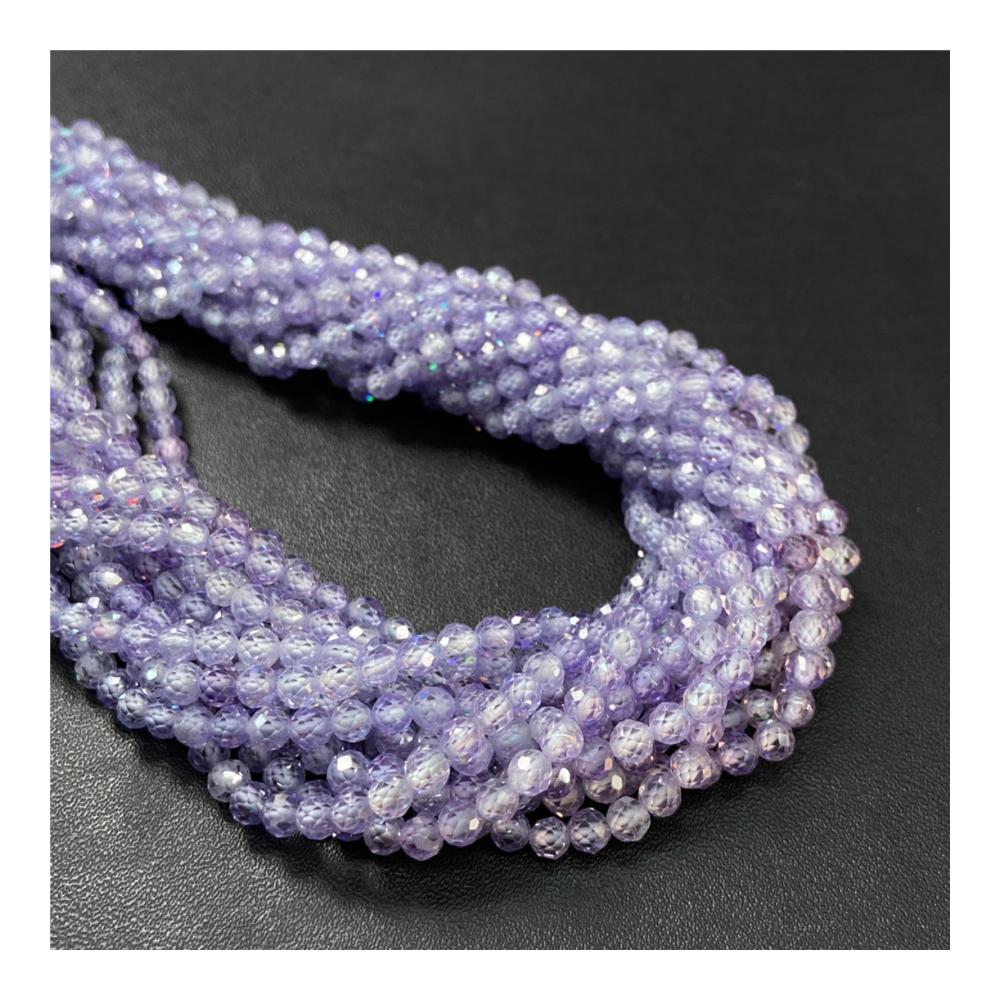 Entdecke die Brillanz Mikrofacettierte Natürliche Zirkonperlen für Schmuckherstellung - 2/3 mm Multicolor-Beads Quarzkristallperlen - Lila 3 mm