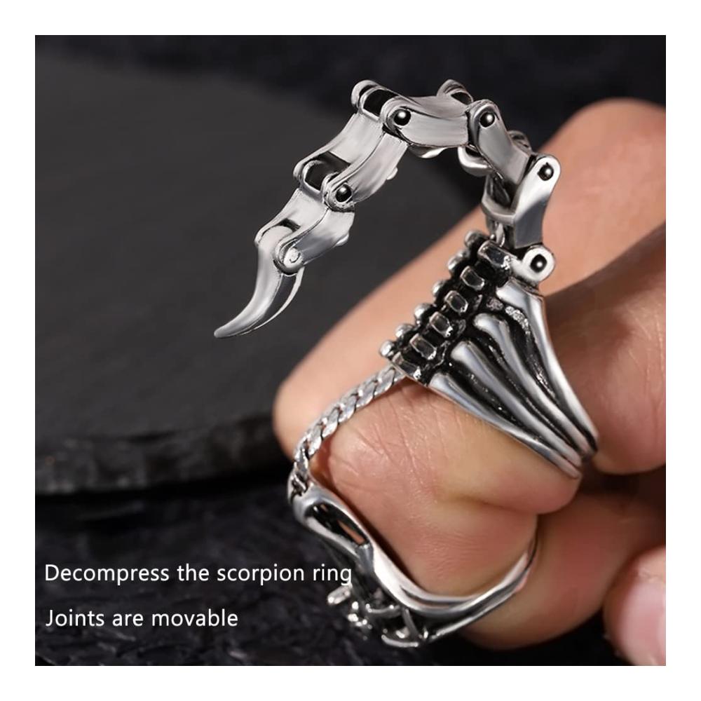 Vintage Gothic Ringe Set Verstellbare Herren und Damen Ringe stilvolle Scorpion Knuckle Joints in Silber - Perfekte Punk-Accessoires
