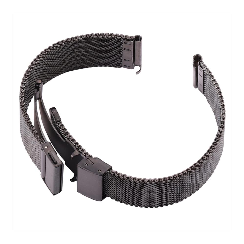 Elegantes Edelstahlband für Milanaise-Uhren in Schwarz und Silber für Damen und Herren größenverstellbar von 16-24 mm mit Implementierungsverschluss