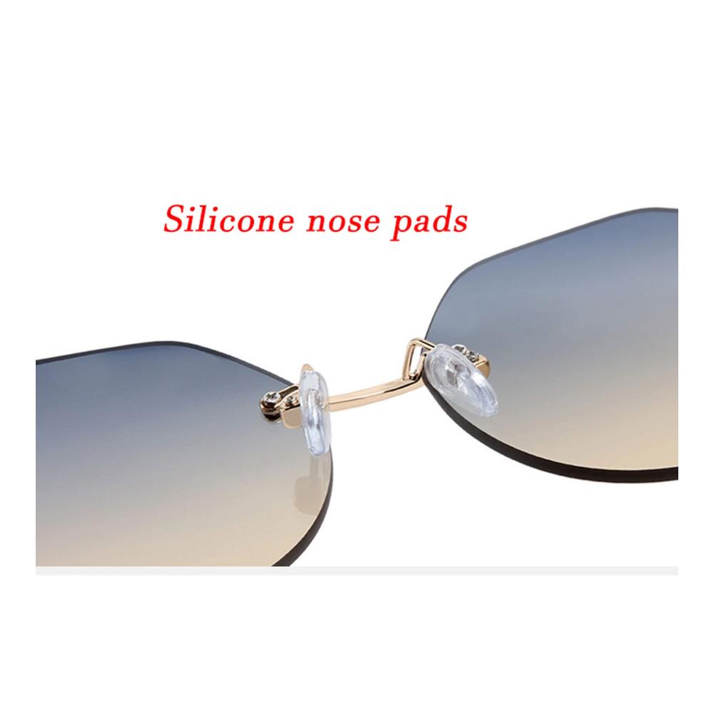 Entdecke den Stil Randlose zweifarbige Sonnenbrille mit polygonalen Kanten für Damen - Einzigartiger Farbverlauf für ultimativen Sonnenschutz