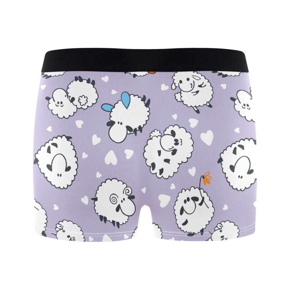 Entzückende lila Boxershorts für Herren mit Cartoon-Schafmotiv | Laufunterwäsche in Größe S | Komfort und Stil vereint