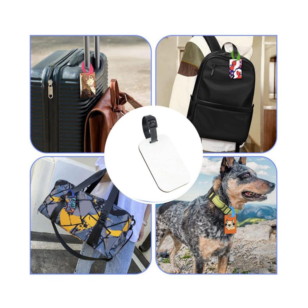 Entdecken Sie die Vielseitigkeit mit unseren 10 leeren Sublimations-Kofferanhängern! Weiße Reisetaschenanhänger mit Riemen für personalisierte Etiketten auf beiden Seiten. Ein Must-Have