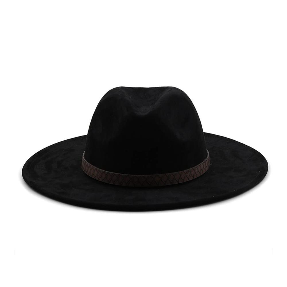 Stilvolles Wildleder Fedora & Trilby Luxuriöser Filzhut für den Winter perfekt für Herren und Damen. Zeitloser Jazz-Cowboy-Hut in Schwarz Größe 6 7/8-7 1/8