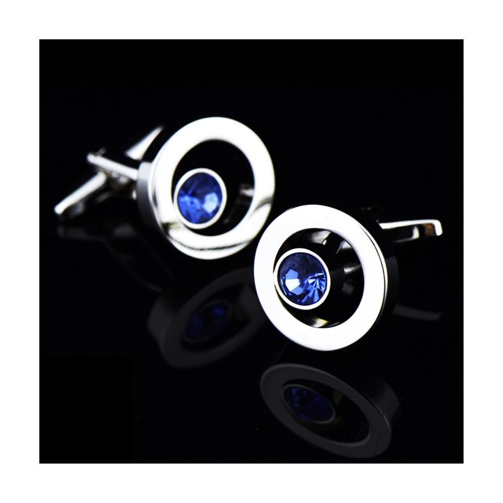 Entdecken Sie zeitlose Eleganz Klassische Manschettenknöpfe mit blauem Kristall für Herren und Damen perfekt für Geschäft Bankett und Hochzeit. Aus hochwertigem Metall gefertigt