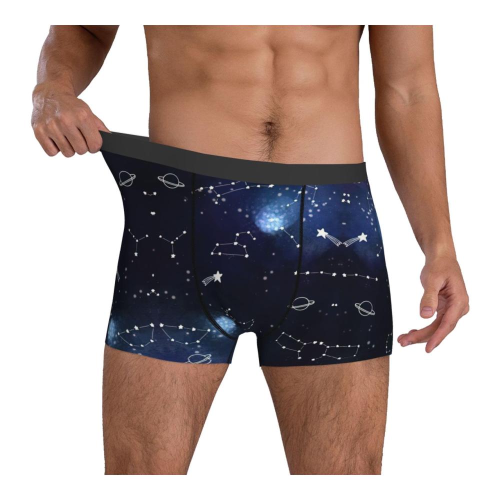 Cluster von Sternen im Nachthimmel bedruckte Boxershorts Herren Sportwäsche Weiche bequeme Herren Unterwäsche Boxer große Größen weicher Bund atmungsaktiv dehnbar