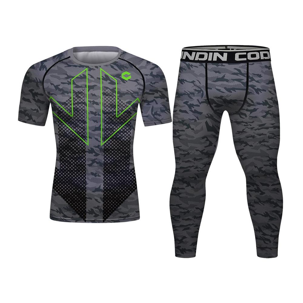 Kompressions-Fitnessanzug für Männer – Cody Lundin Herren Kompressionsshirt und Hose mit Kurzarm Enge Basisschicht Sportbekleidung für Freizeit Fitness Outdoor-Aktivitäten