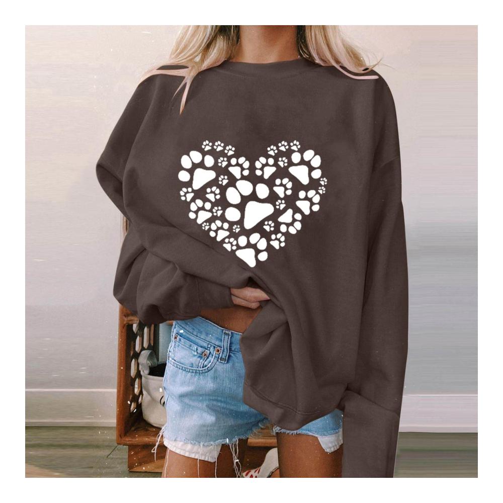 Damen herbstliches Winter-Sweatshirt bedruckter Pullover Kapuzenpullover lockerer Pullover Rundhalsausschnitt Sweatshirts ohne Kapuze Langarm Casual Hoodie Langarm Herbst-Winter-Mode