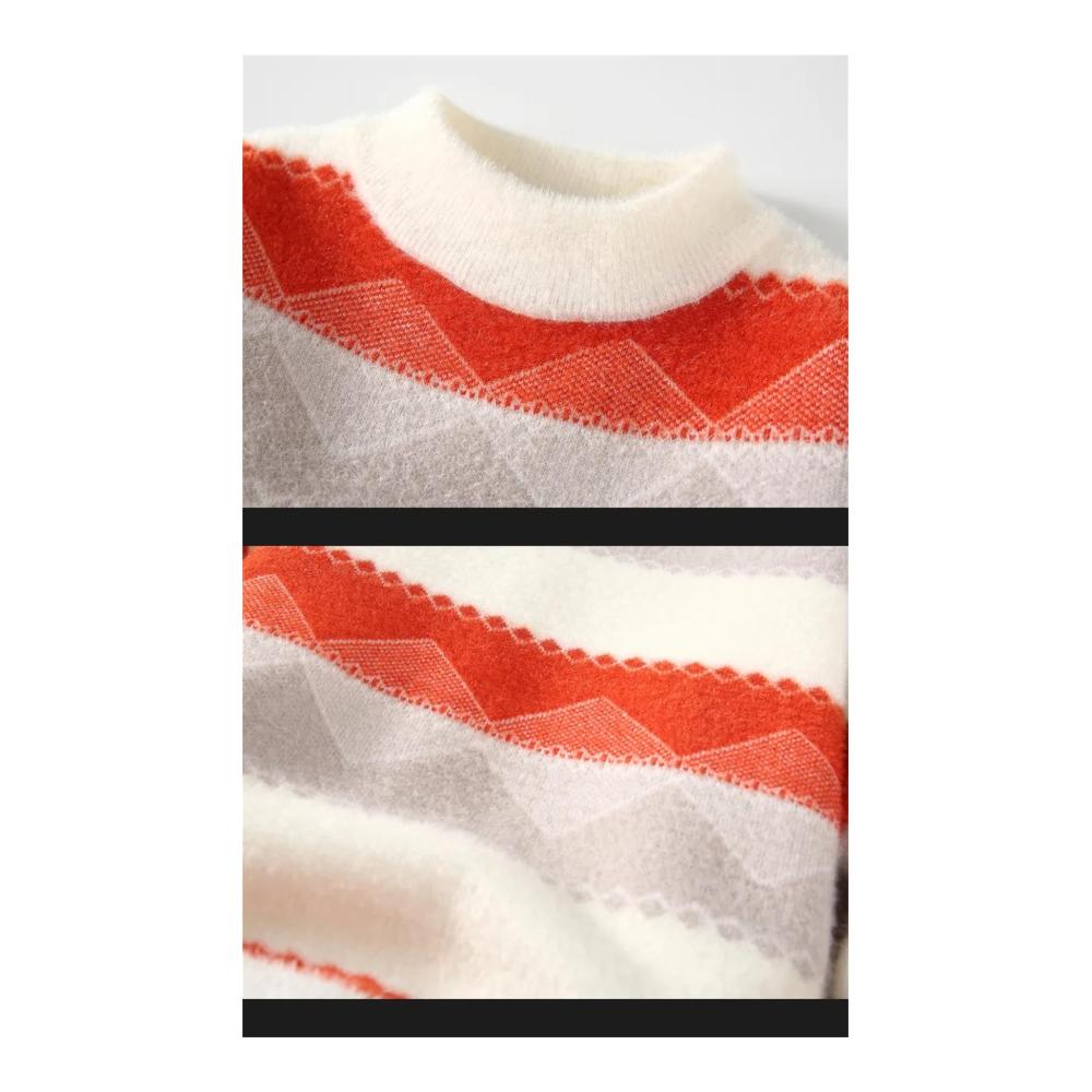 Klassischer Herren Pullover Gestreifter Strickpullover für Herbst & Winter Casual Style mit Langarm & Rundhalsausschnitt