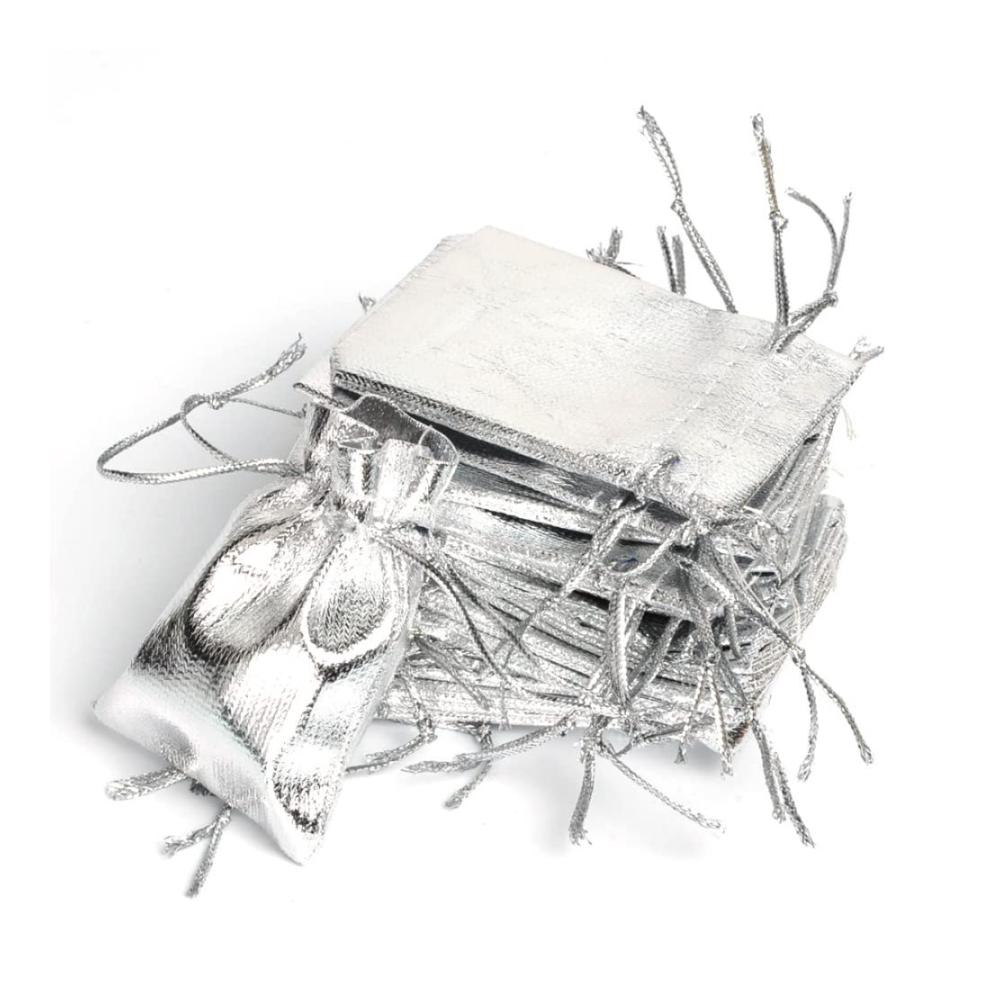 50er Packung Metallic Organzabeutel mit Kordelzug transparente Süßigkeitentüten vielseitig einsetzbar für Schmuck Dekoration Partys Hochzeitsgeschenke und mehr
