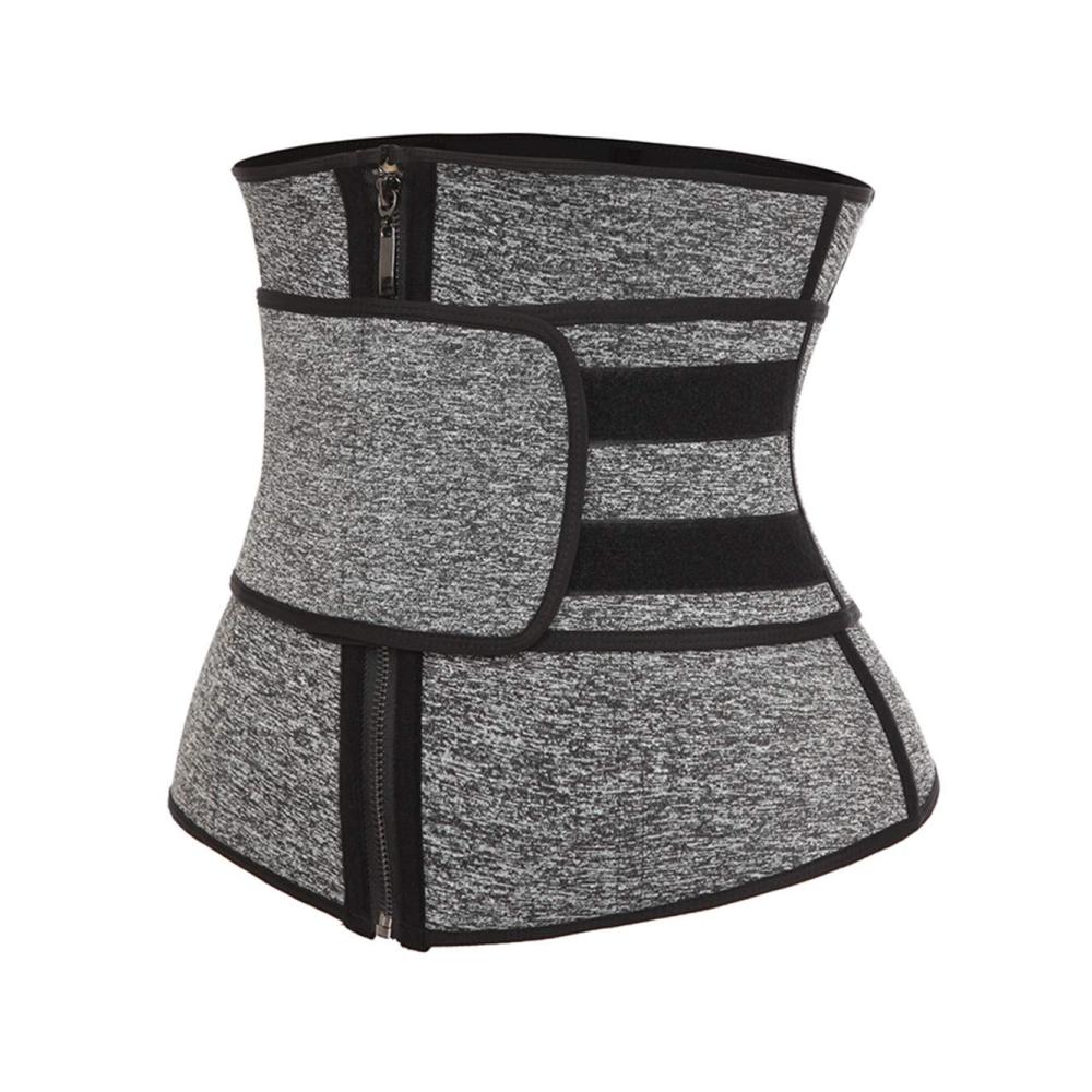 Taillenmieder für Damen - Bauchweggürtel verstellbar Sport Korsett Gurt Fitnessgürtel Waist Trimmer Grau L