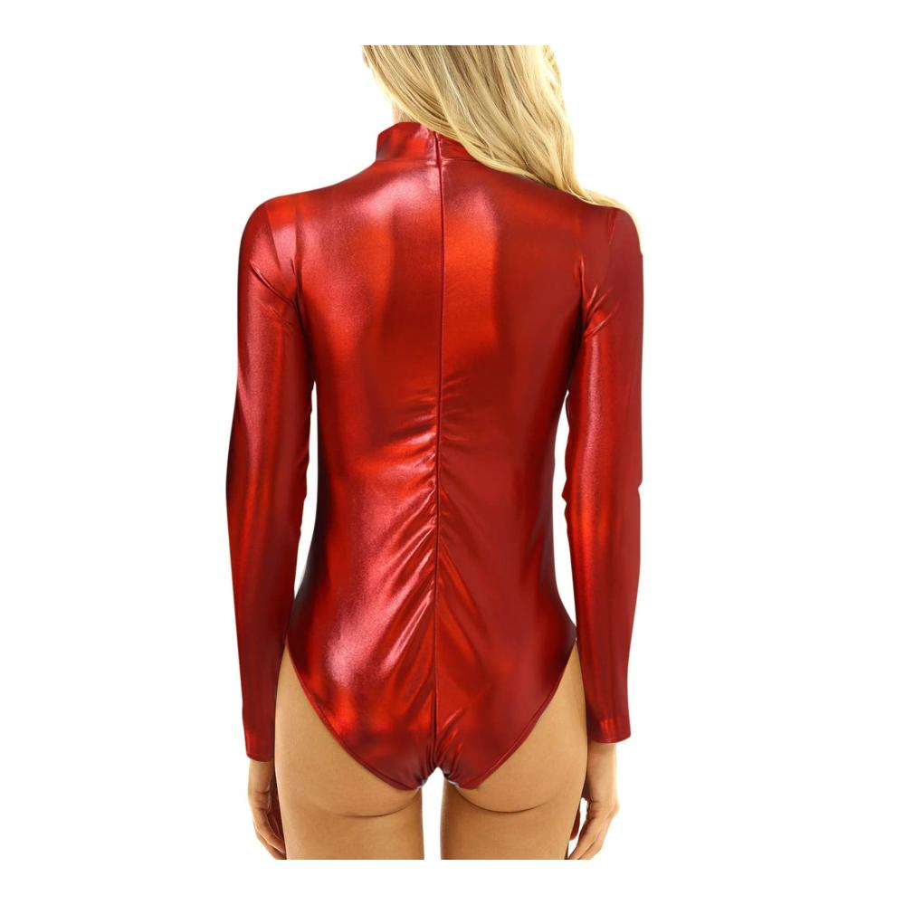 Glänzendes Ballettanzug Damen Langarm Bodysuit Perfekter Tanzbody für Eleganz & Komfort! Metallic Leotard für Damen Stilvoll und bequem ideal für Ballett und Tanz. Jetzt erhältlich