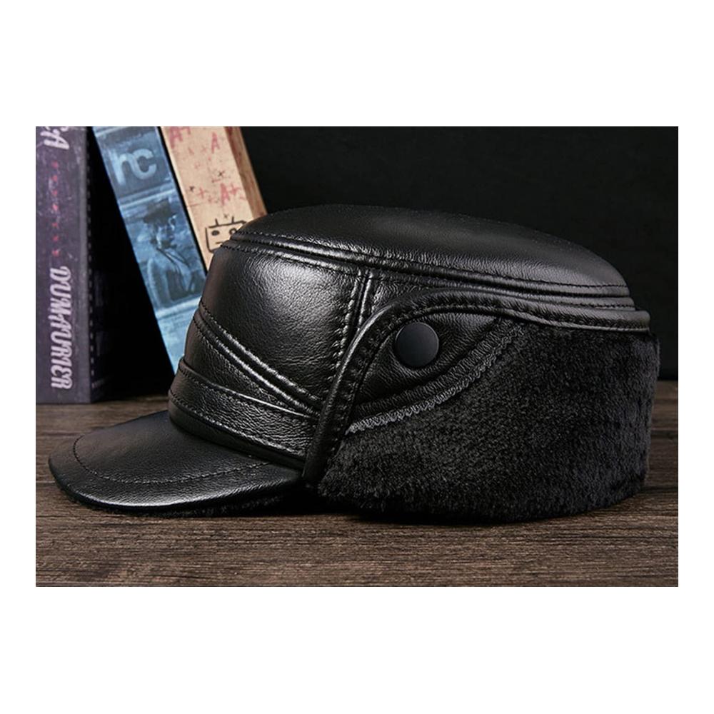 Stilvolle Icegrey Herren Fliegermütze aus PU Leder mit Warmfutter und Kunstpelzbesatz - Perfekte Wintermütze für maximalen Komfort und Stil