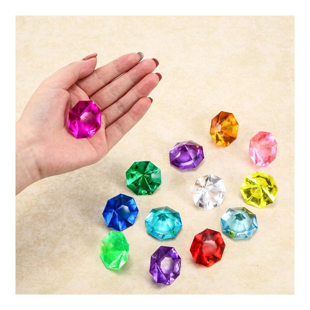 Glitzernde Schätze 25 Karat Edelstein-Set mit Multicolor-Acryl-Juwelen für Truhenjagden und Gastgeschenke - Piraten Juwelen und mehr