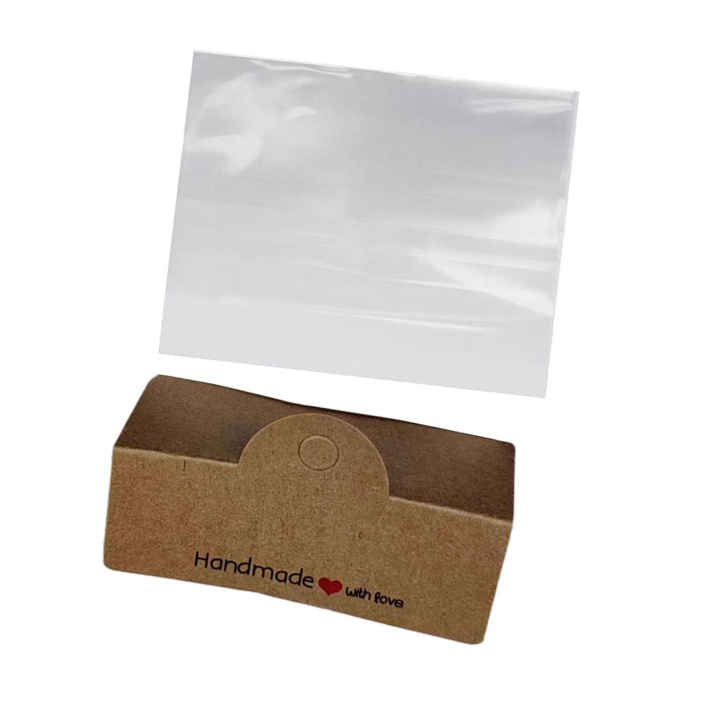 100 Stück 8 x 6 cm Schmuck-Armband-Displaykarten handgefertigt mit Liebe Aufdruck kraft Papier Karte Hängeetikett Kartonverpackung Anhänger Präsentationskärtchen Schmuckkästen
