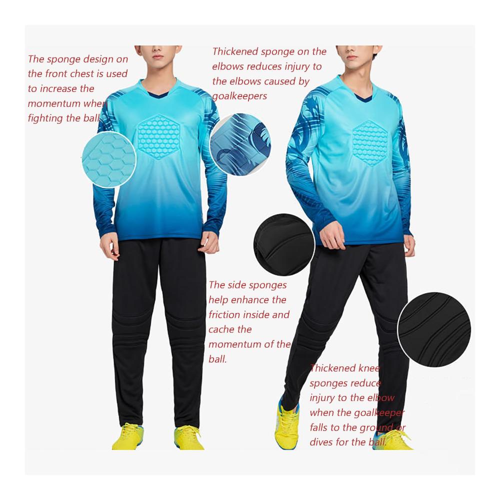 Torwarttrikots für Kinder - Gepolstertes Torwartshirt mit Torwarthose - Kinder Fußballtrikots Training Fitness Sportkleidung