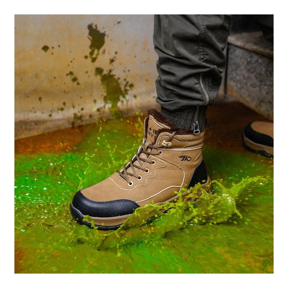 Ultimative Herren Arbeits- und Baustellenstiefel Stoß- und Durchtrittssicher Winterfest Wasserdicht Bequem & Industrietauglich. Wildnis Abenteuer Sneaker mit Rutschschutz! (Farbe