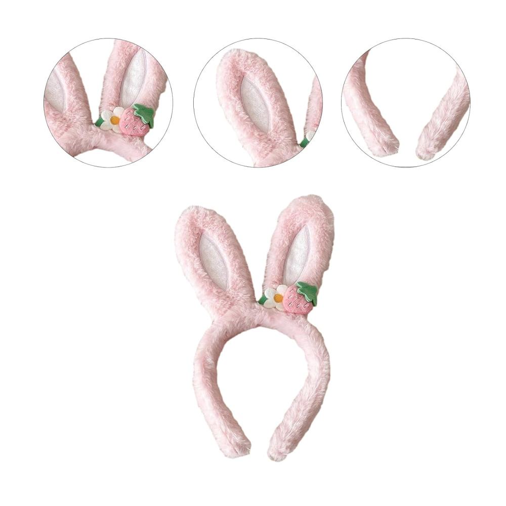 Entzückende Kopftücher Weiche Plüsch-Ohren mit Erdbeerdesign - Perfekt für Damen und Mädchen als süßer Haarschmuck und Fotorequisiten