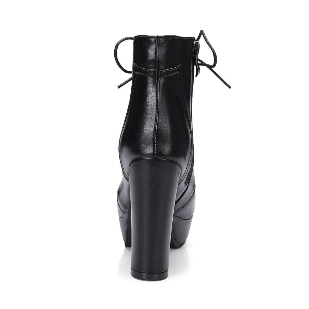 Damen Stiefeletten High Heel Stiefel mit Absatz Schnürverschluss und Reißverschluss Ankle Boots Plateau Absatz Chunky Heels Boots Damenmode
