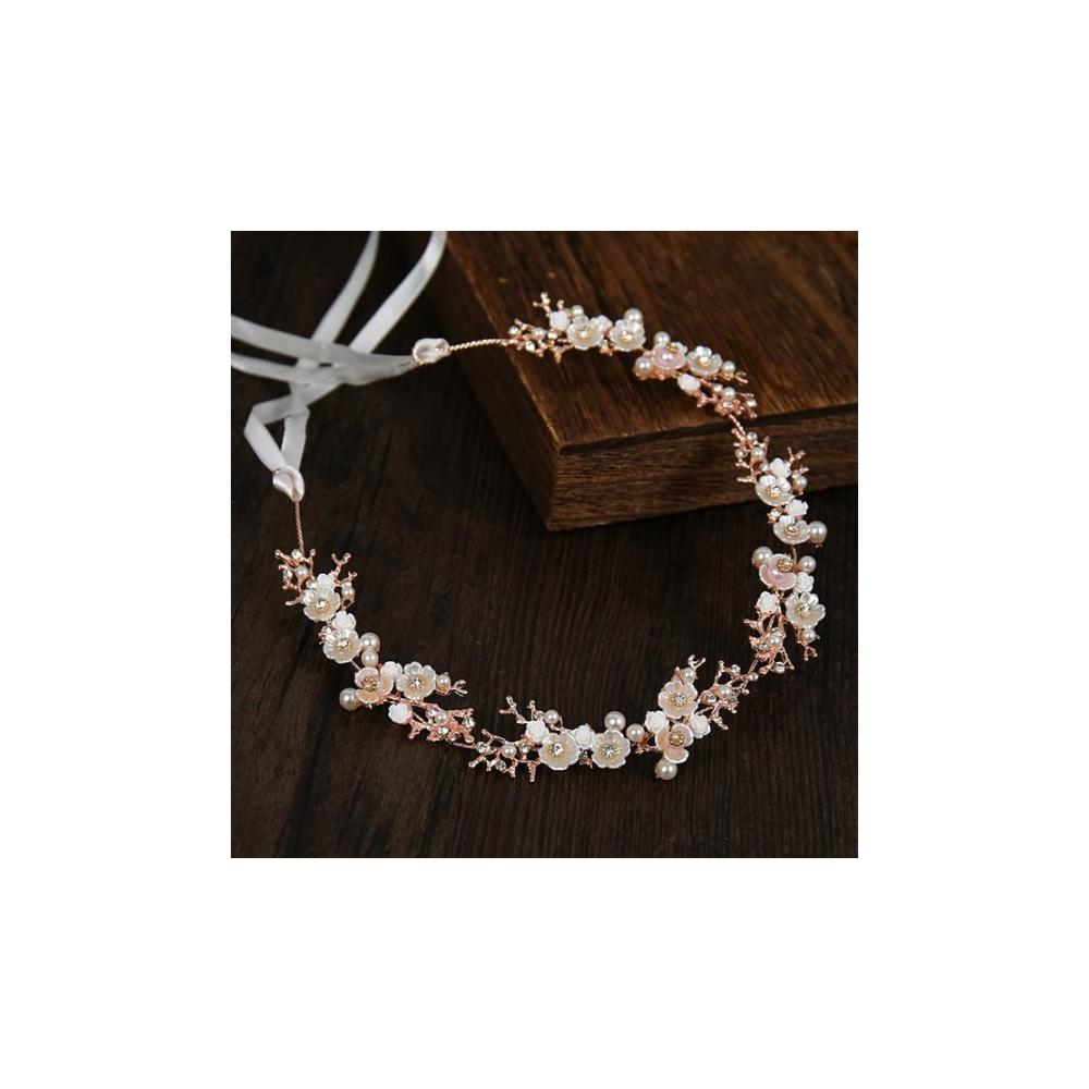 Erstaunliches Diadem! Perfekte Ergänzung für Hochzeiten & Events. Roségoldenes Stirnband mit Perlen & Kristallen. Exquisiter Brautschmuck. Jetzt sichern