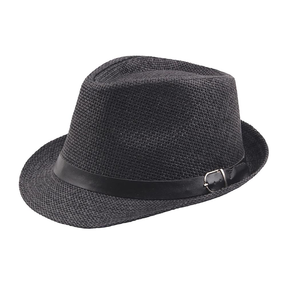 Stilvoller Fedora & Trilby Sonnenhut Sommer-Strand-Chic Panama-Stil kurze Krempe klassisch in Schwarz - Ideal für Herren (58 cm