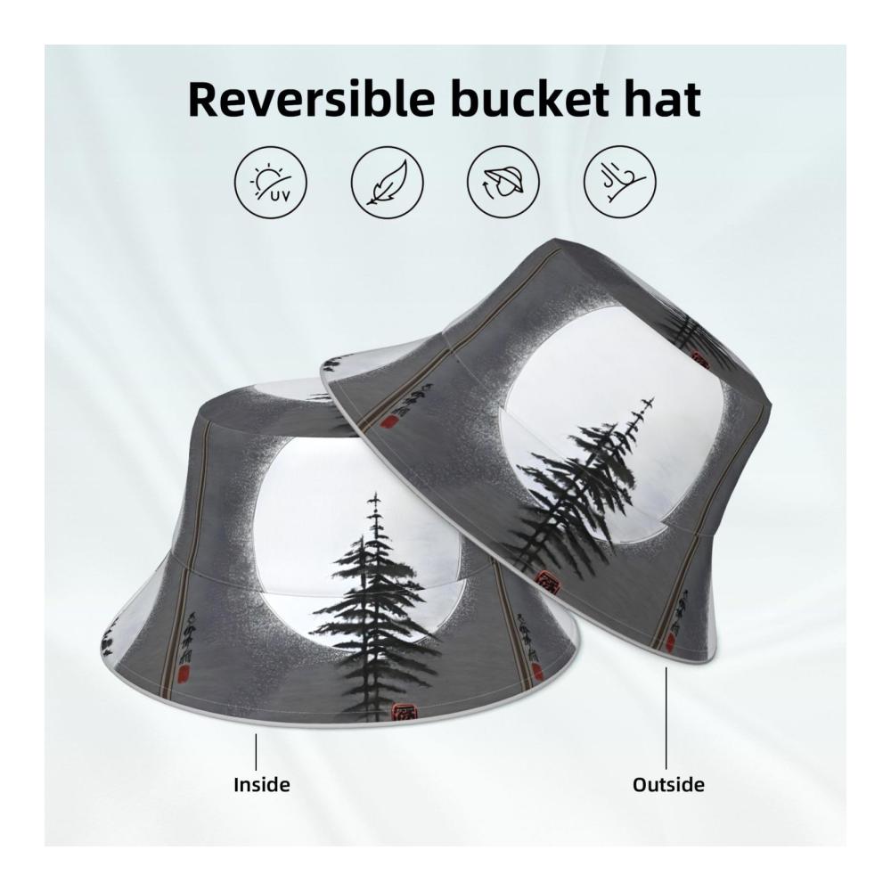 Moon Pine Tree Unisex Doppelseitige Mütze mit reflektierenden Streifen für Outdoor-Aktivitäten wie Angeln Wandern heißes Verschenken