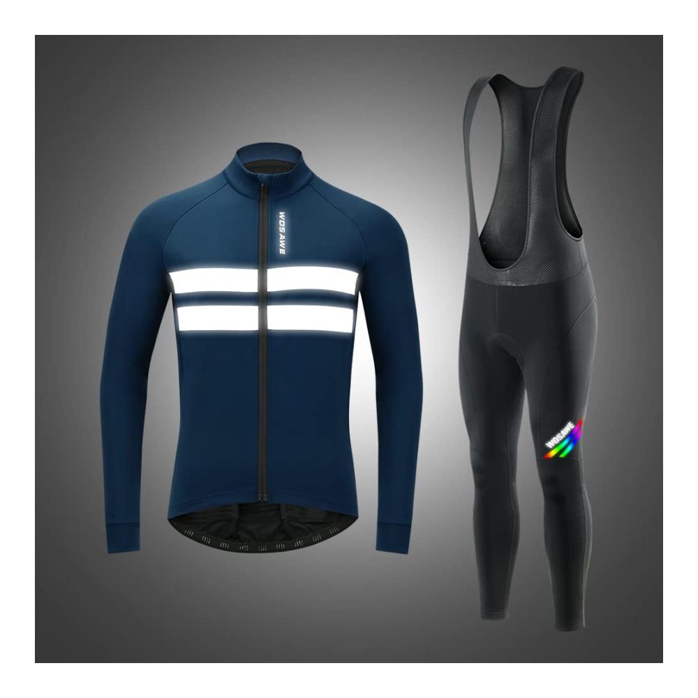 Herren Radsport-Anzüge Winddicht Atmungsaktiv Fleece Radjacke Hosenset mit Gepolster Thermal Winter