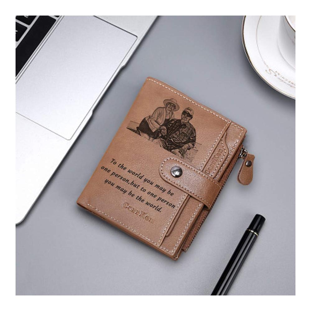 Entdecken Sie einzigartige Geldbörsen Personalisierte Foto-Brieftasche für Männer - Unvergessliche Geschenke für Ehemann Vater & Sohn! Jetzt in Braun
