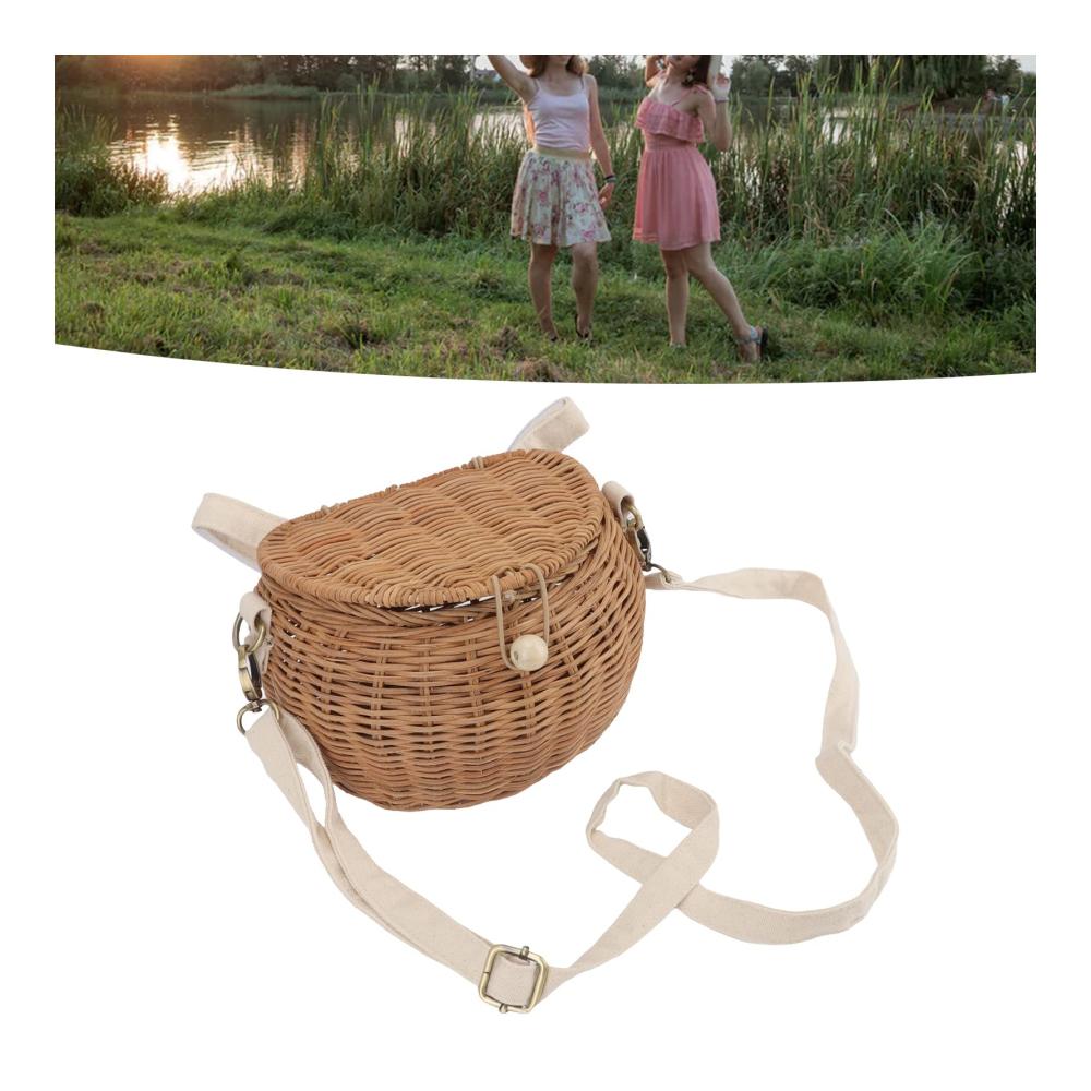 Authentische Vintage-Schultertasche Handgewebte Rattan-Tasche für Damen. Perfekt für Camping Fotografie und stilvolles Reisen. Jetzt zugreifen und den Sommer mit Stil genießen