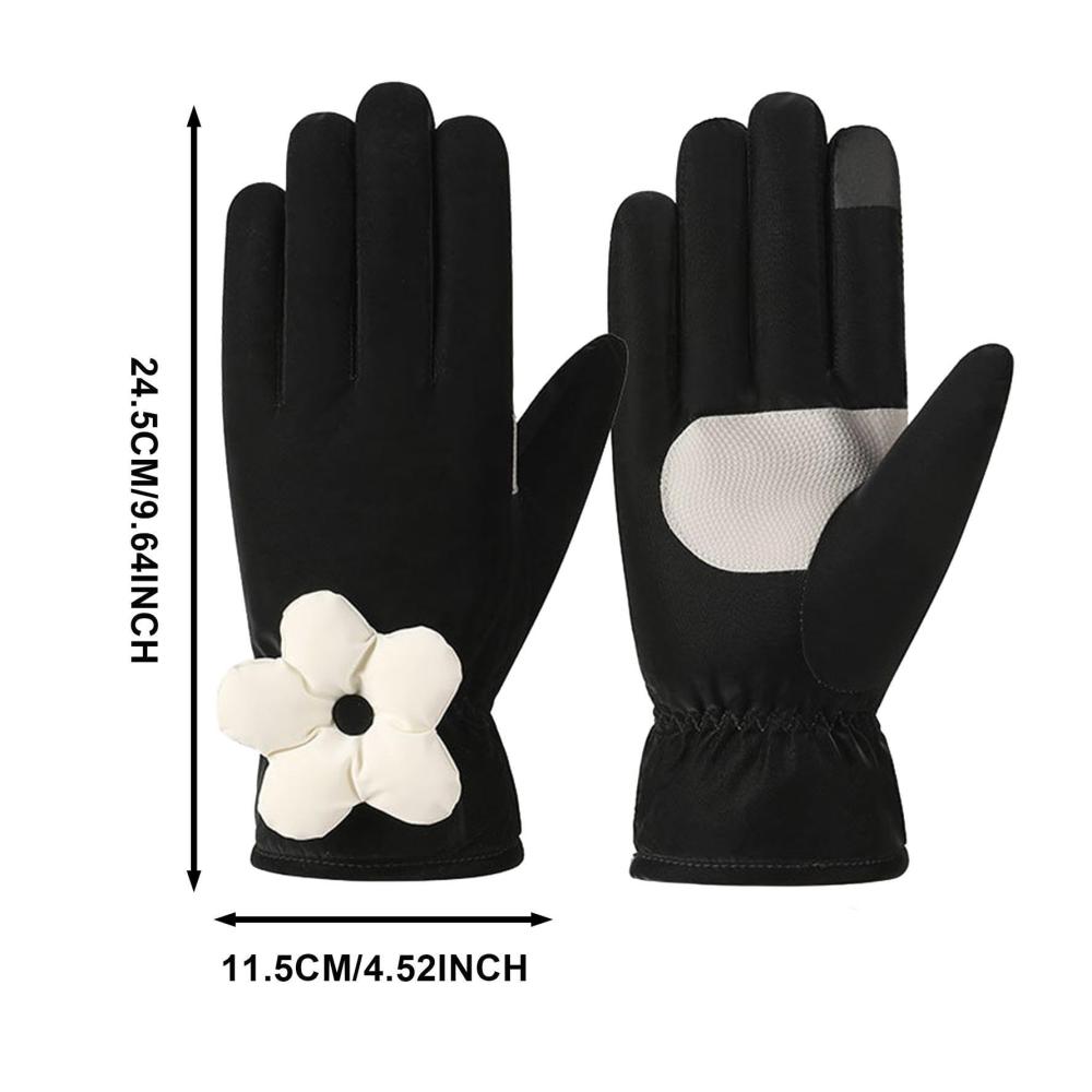 Stilvolle Touchscreen-Handschuhe mit Blumenmuster | Damen Winterhandschuhe für kalte Tage | Warme Thermohandschuhe für Mädchen | Perfekte Ausrüstung gegen Kälte
