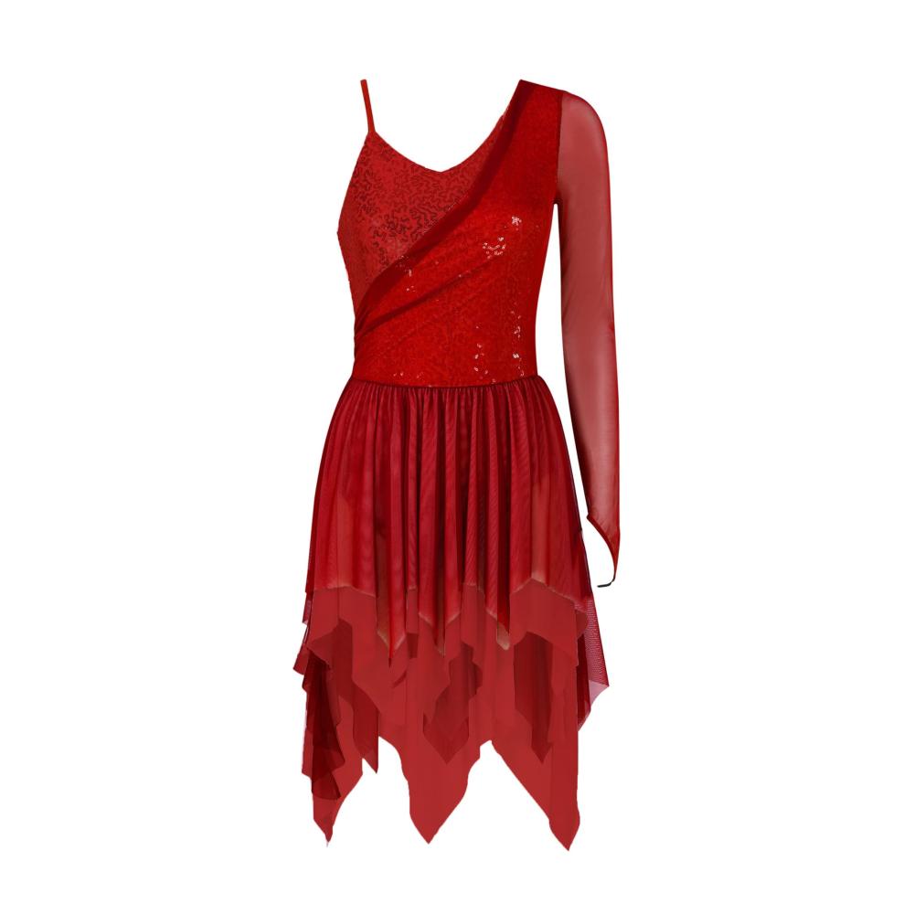 Elegantes Damen Tanzkleid mit Pailletten und Chiffon für Ballett Latein & Contemporary - Ein Must-Have für die Bühne und besondere Anlässe