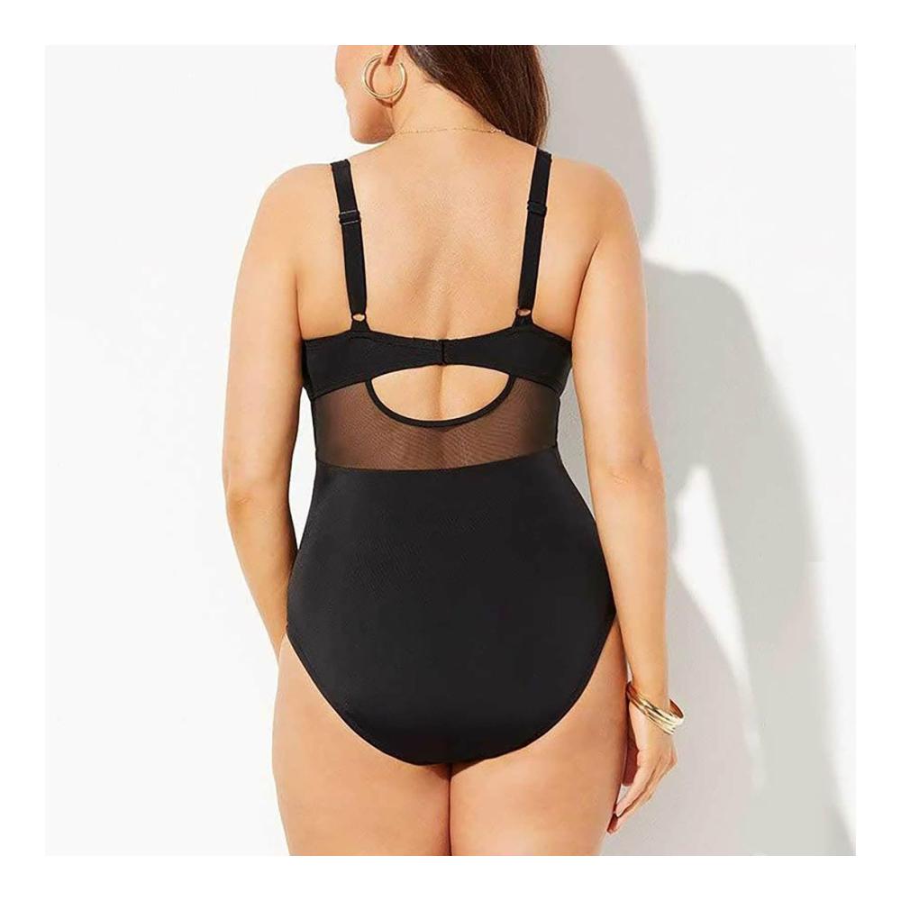 Entdecken Sie den ultimativen Monokini Damen Badeanzug für große Größen mit V-Ausschnitt und Bauchweg-Effekt - Push-Up für eine schlanke Silhouette