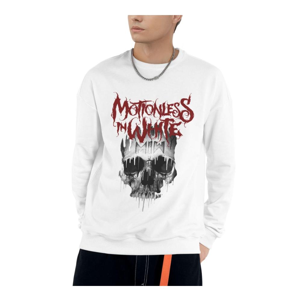 Stilvoller Komfort Weißer Herren Crewneck Sweat Kapuzenpullover aus Baumwolle – Klassisches Sweatshirt für Männer von TECKI Motionless. Entdecke den zeitlosen Pullover