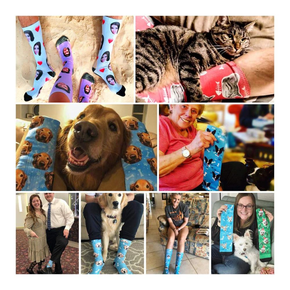 Personalisierte Socken Lustige Unisex-Socken mit Ihrem eigenen Foto! Bunte Farben süße Herzen. Perfekt als Geschenk für Weihnachten Männer & Frauen! Erhältlich in den Größen 32/36/41