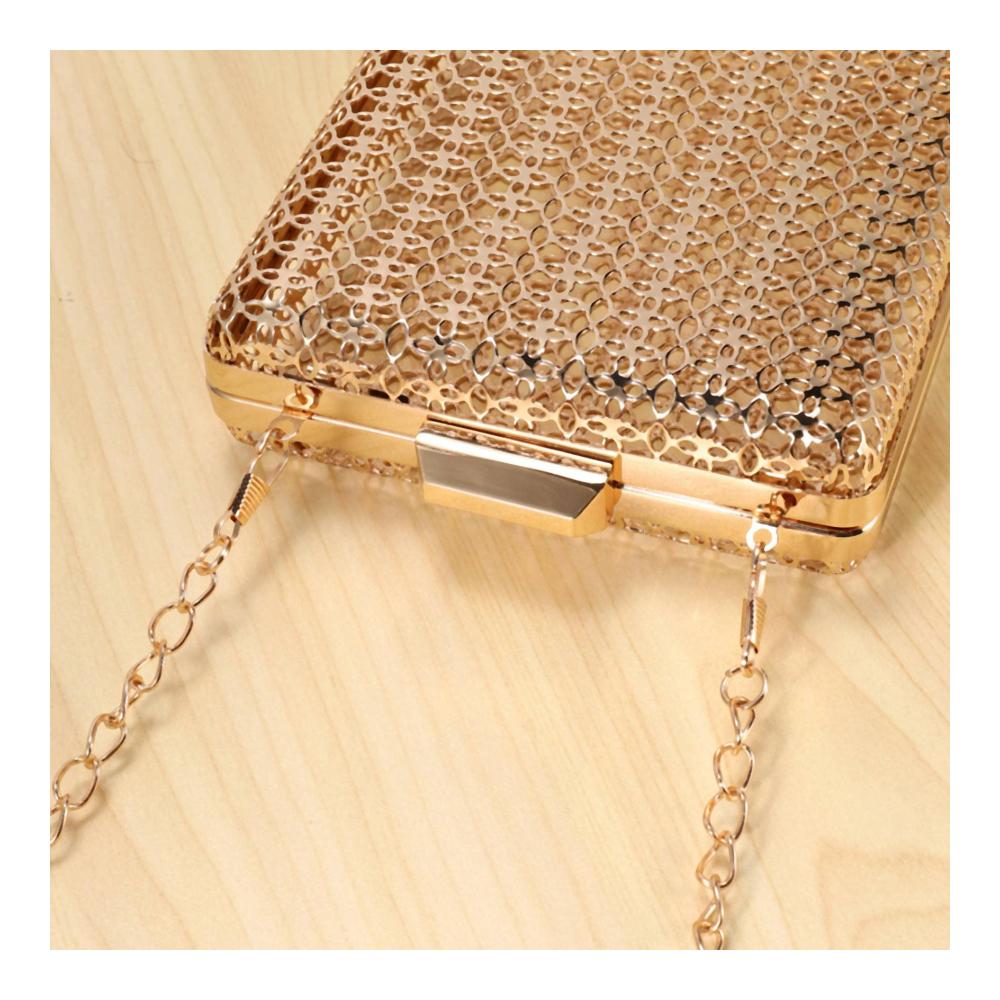 Einzigartiger Modestil Edle Clutch Handtasche in Gold Damen Abendtasche mit Metall Hohl Cage Design perfekt für stilvolle Schulter- und Umhängetaschen